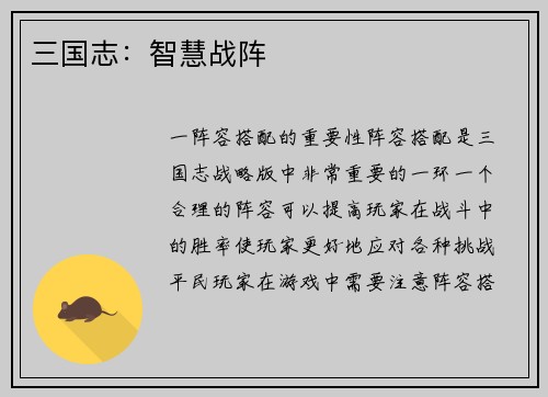 三国志：智慧战阵